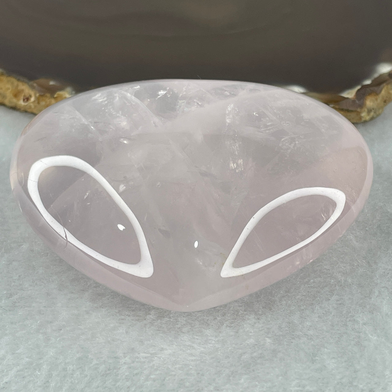 Above Average Grade Natural Rose Quartz Heart Shape Display 194.18g 67.0 by 75.5 by 29.2mm