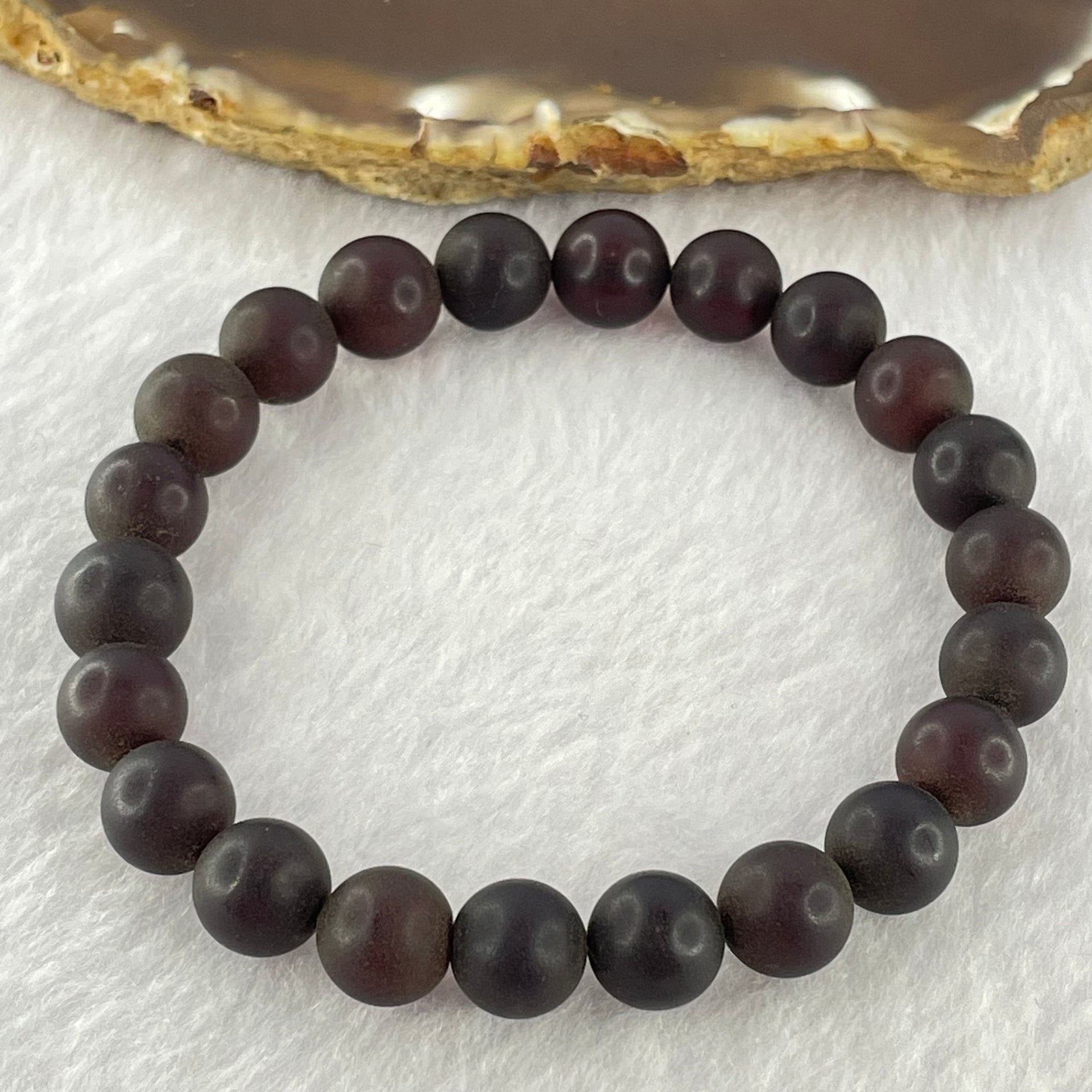 Natural Iron Blood King Amber Beads Bracelet 天然铁血王琥珀手链 9.29g 17cm 9.7mm 22 Beads - Huangs Jadeite and Jewelry Pte Ltd