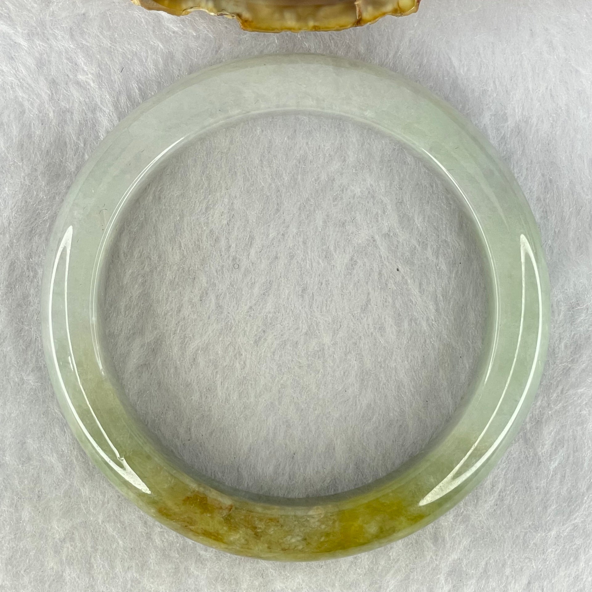 Type A Green Lavender with Brownish Yellow Patches Jadeite Bangle Internal Diameter 55.1mm 56.67g 11.9 by 8.7mm (VerSlight External Line + Very Slight Internal Line) - Huangs Jadeite and Jewelry Pte Ltd