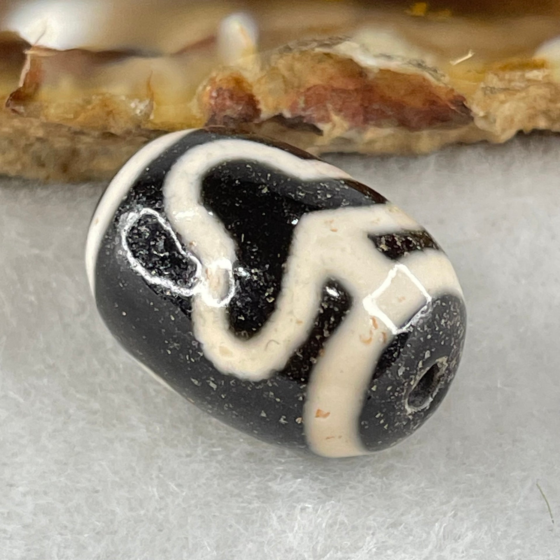 Natural Powerful Tibetan Old Oily Agate Double Bodhi Tree Dzi Bead Heavenly Master (Tian Zhu) 菩提树天珠 4.57g 17.8 by 12.8mm - Huangs Jadeite and Jewelry Pte Ltd