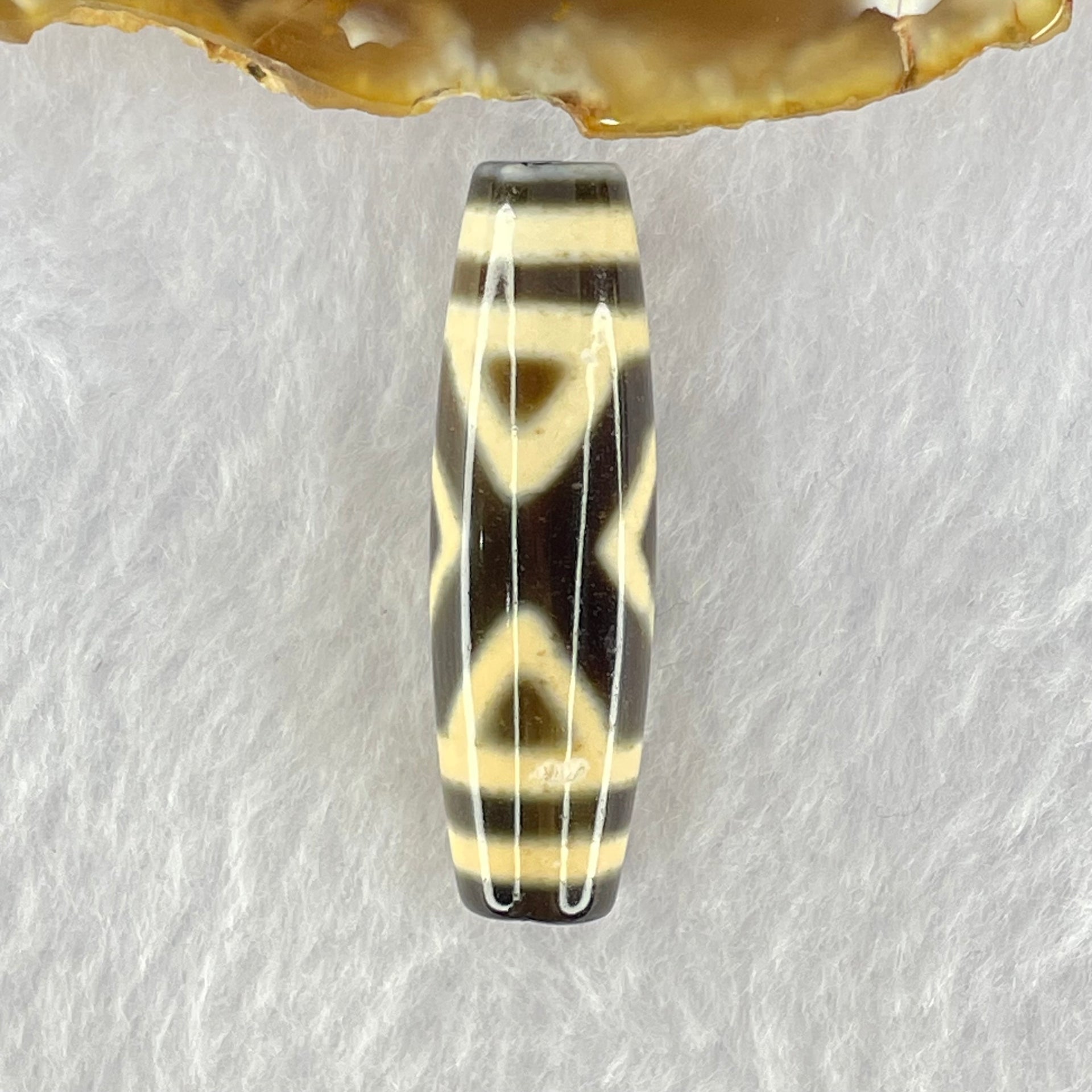 Natural Powerful Tibetan Old Oily Agate 2-Eye Vajra Dzi Bead Heavenly Master (Tian Zhu) 二眼天珠 7.81g 38.4 by 11.5mm - Huangs Jadeite and Jewelry Pte Ltd