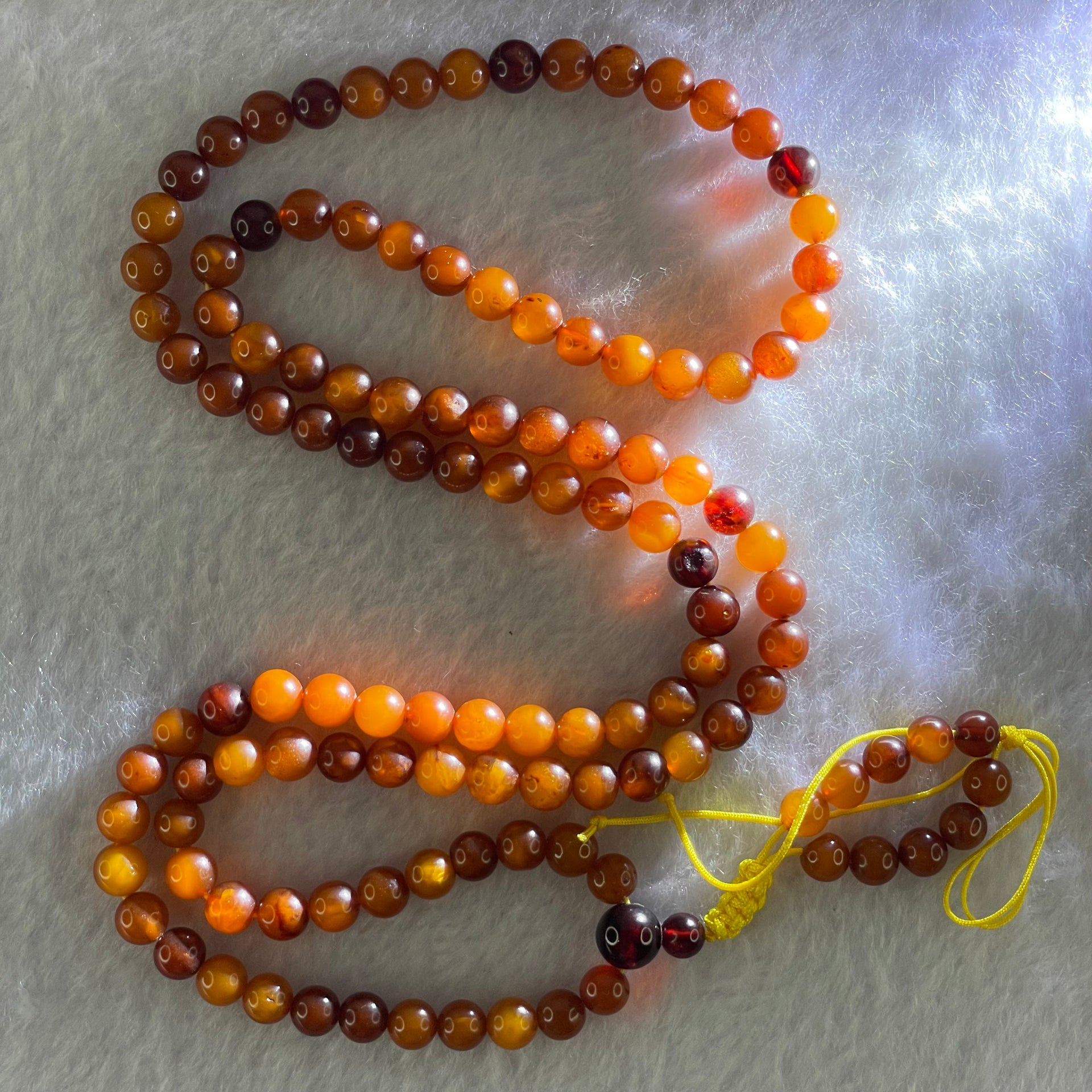 Natural Mixed Color Amber Beads Necklaces 12.45g 60cm 7.1mm 1 bead 5.7mm 111 Beads - Huangs Jadeite and Jewelry Pte Ltd