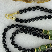 Natural Black Gold King Amber Beads with Crystals Necklace 天然黑金翁王琥珀项链 24.48g 76cm 8.0mm 6 Beads 5.9mm 154 Beads - Huangs Jadeite and Jewelry Pte Ltd