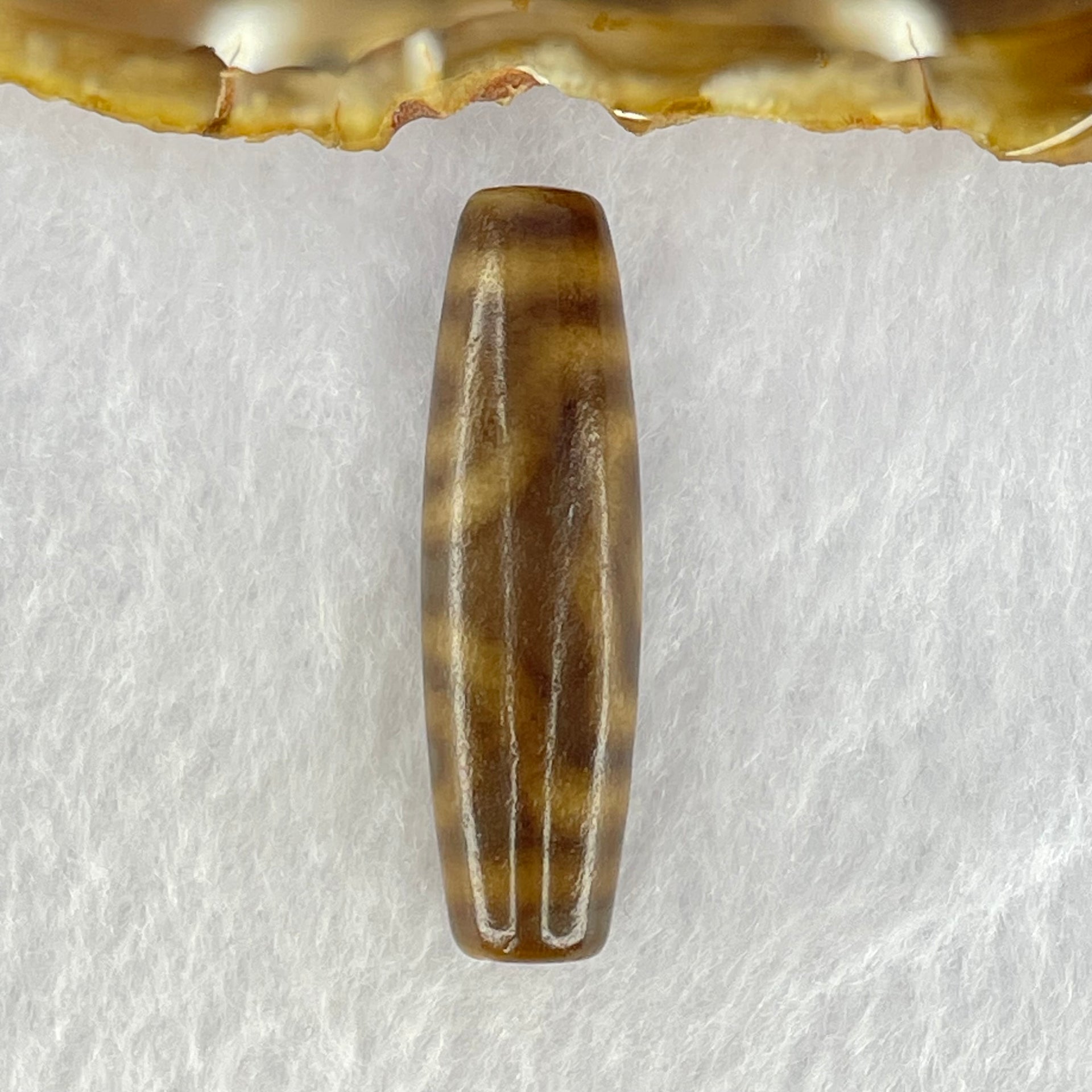 Natural Powerful Tibetan Old Oily Agate 3 Eyes Dzi Bead Heavenly Master (Tian Zhu) 三眼天诛 7.54g 39.5 by 11.4mm - Huangs Jadeite and Jewelry Pte Ltd