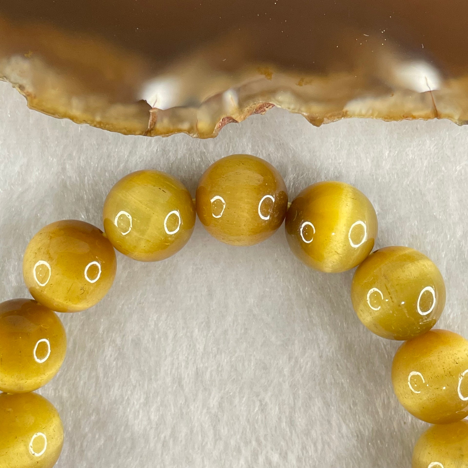 Good Grade Natural Yellow Tiger Eye Quartz Beads Bracelet 天然黄虎眼手链 40.47g 16cm 12.2mm 17 Beads - Huangs Jadeite and Jewelry Pte Ltd