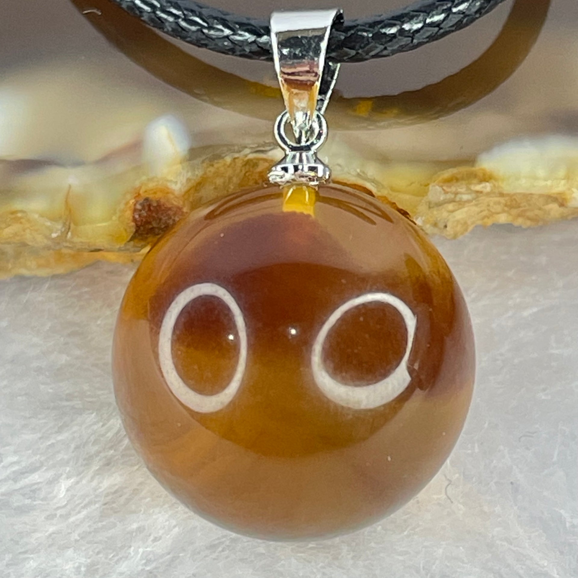Natural Cognac with Red Amber Round Shape in String Necklace 4.02g 15.8mm - Huangs Jadeite and Jewelry Pte Ltd