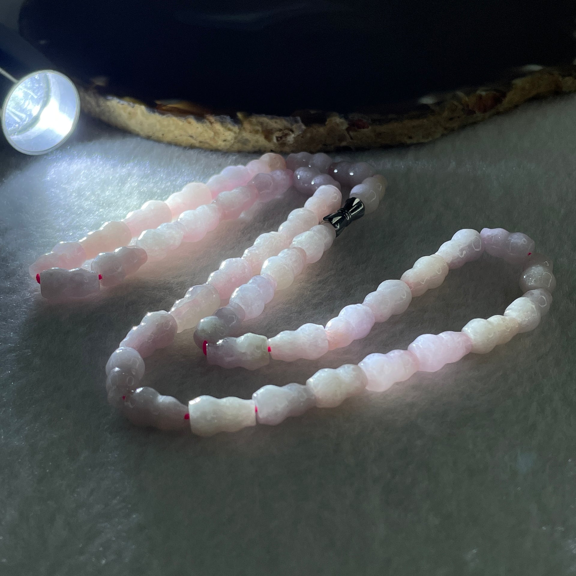 Natural Type A Pinkish Jadeite Hulu Necklace 30.50g 45cm 6.5mm 43 Hulu - Huangs Jadeite and Jewelry Pte Ltd