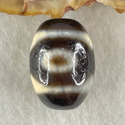 Natural Powerful Tibetan Old Oily Agate 3 Eyes Dzi Bead Heavenly Master (Tian Zhu) 三眼天诛 6.20g 20.3 by 14.7mm - Huangs Jadeite and Jewelry Pte Ltd