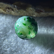 Natural Type A Lao Keng Old Mine Green with Light Green Jadeite Flora Carving Bead Charm 1.91g 12.5mm - Huangs Jadeite and Jewelry Pte Ltd