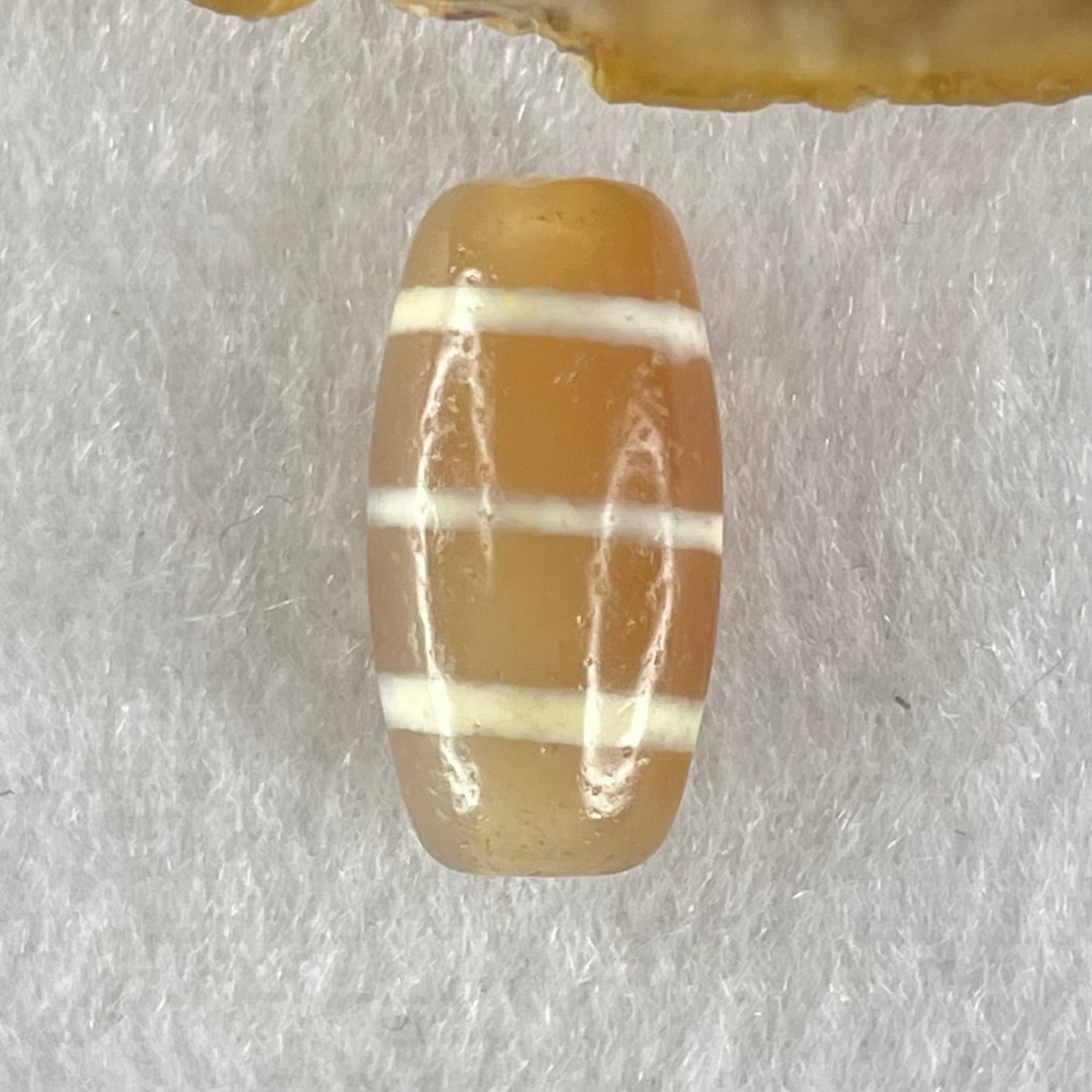 Natural Powerful Tibetan Old Oily Agate 3-Lines Dzi Bead Heavenly Master (Tian Zhu) 三行天诛 3.23g 20.1 by 10.4mm - Huangs Jadeite and Jewelry Pte Ltd