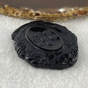 Type A Opaque Black Omphacite Jadeite Good Vs Evil Om Mani Padme Hum Pendant 33.00g 50.8 by 43.2 by 8.0mm - Huangs Jadeite and Jewelry Pte Ltd