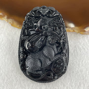 Type A Opaque to Partial Translucent Black Omphacite Jadeite Rat Pendant 25.17g 59.7 by 40.3 by 9.4mm - Huangs Jadeite and Jewelry Pte Ltd