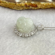 Type A Faint Lavender Green Milo Buddha with Crystals in S925 Sliver Pendant and Necklace 7.52g 16.3 by 16.3 by 11.3mm - Huangs Jadeite and Jewelry Pte Ltd