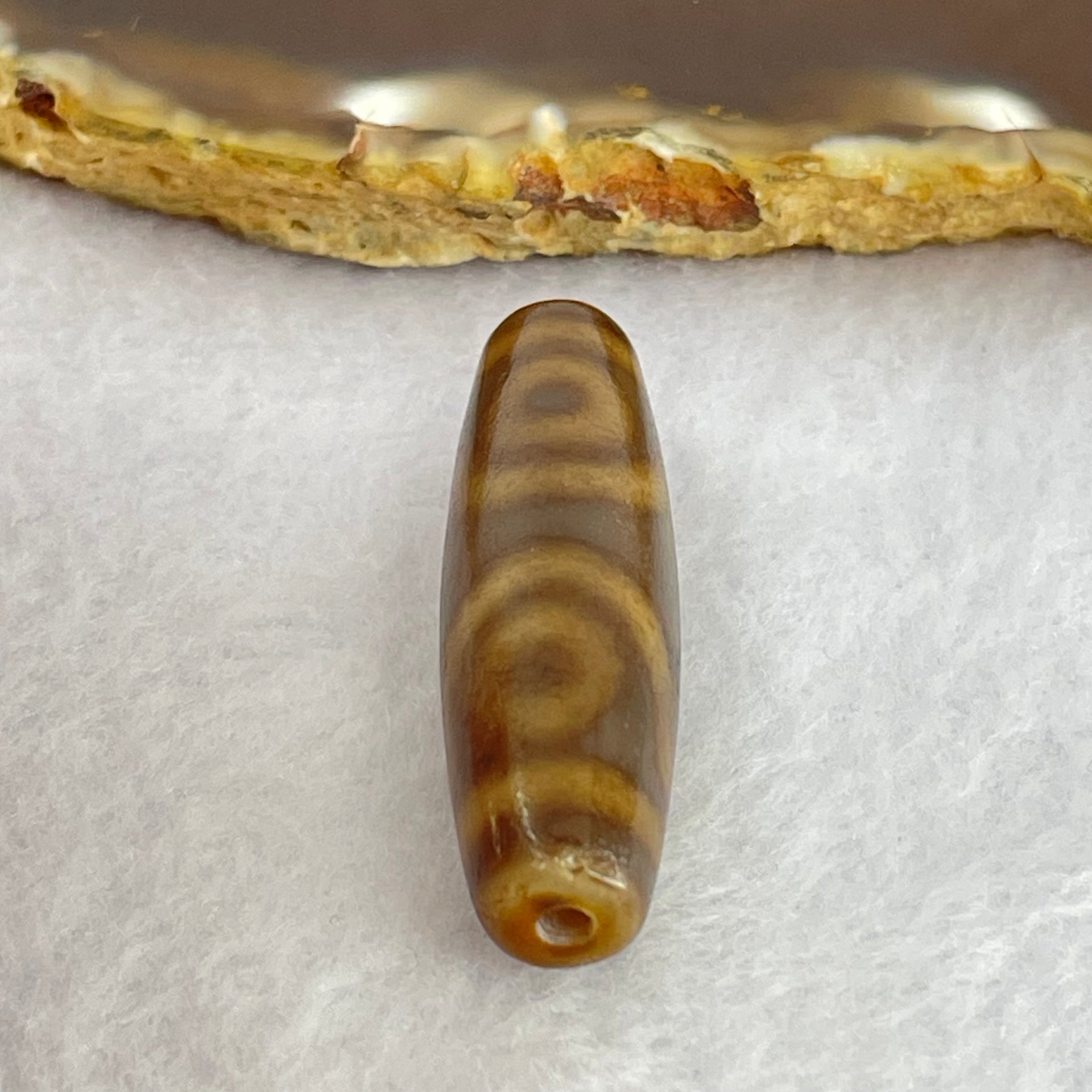 Natural Powerful Tibetan Old Oily Agate 3 Eyes Dzi Bead Heavenly Master (Tian Zhu) 三眼天诛 7.54g 39.5 by 11.4mm - Huangs Jadeite and Jewelry Pte Ltd