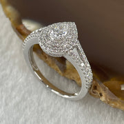 High Grade Natural Diamonds Tear Drop Shape D Color 0.3ct and Melees 0.6ct Platinum PT950 Ring Total 5.53g US7 HK15.5 EU54 Inner Diameter 17.4mm with GIA Cert - Huangs Jadeite and Jewelry Pte Ltd