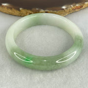 Type A Light Green with Green Patches Jadeite Bangle Internal Diameter 53.8mm 50.57g 12.3 by 7.9mm (Internal Lines) - Huangs Jadeite and Jewelry Pte Ltd