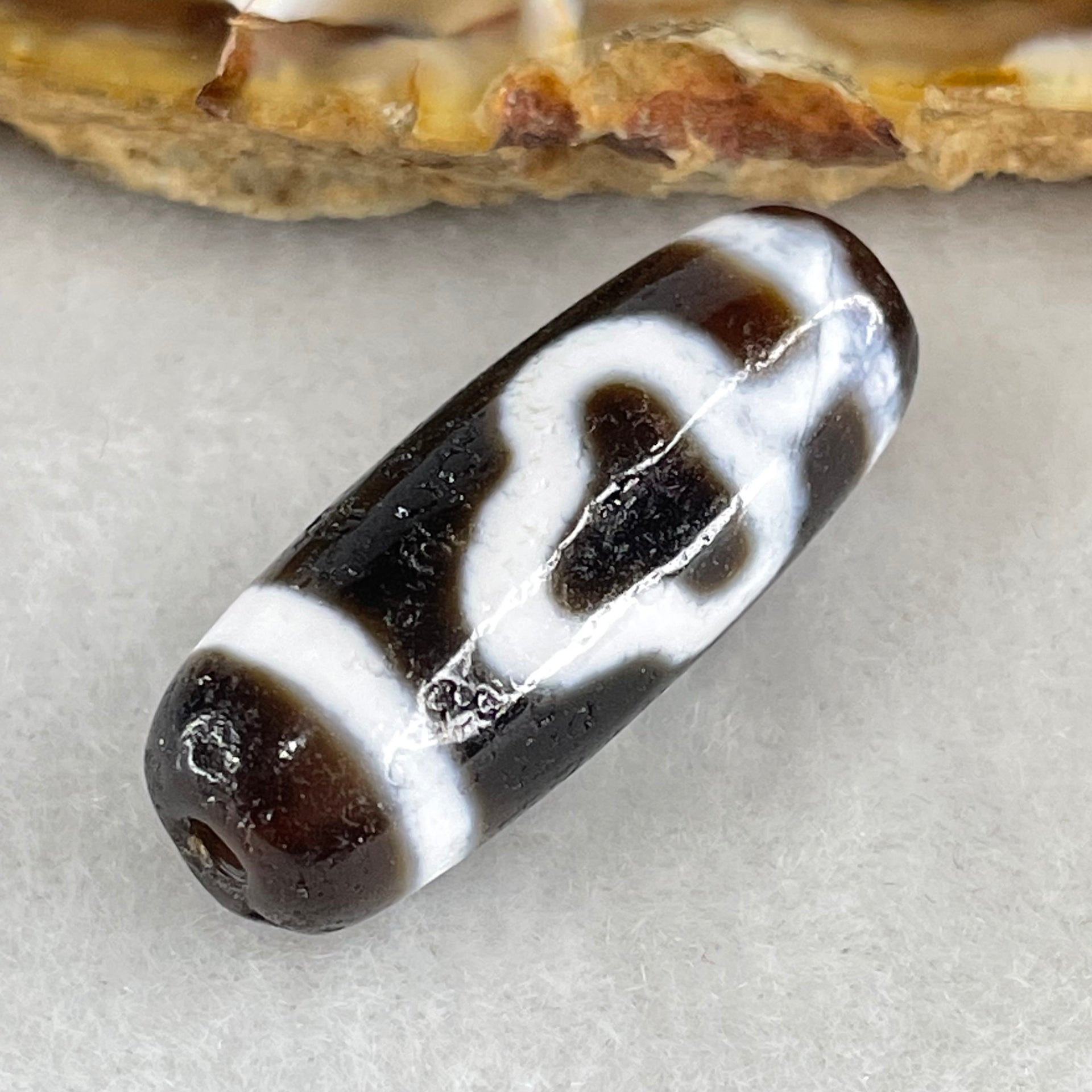 Natural Powerful Tibetan Old Oily Double Bodhi Tree Dzi Bead Heavenly Master (Tian Zhu) 菩提树天珠 5.45g 28.9 by 11.0mm - Huangs Jadeite and Jewelry Pte Ltd