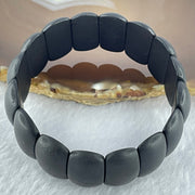 Natural Dark Matt Black Amber Beads Bracelet 天然大黑天翁琥珀手链 21.85g 18cm 24.8 by 13.1 by 6.2mm 16pcs - Huangs Jadeite and Jewelry Pte Ltd