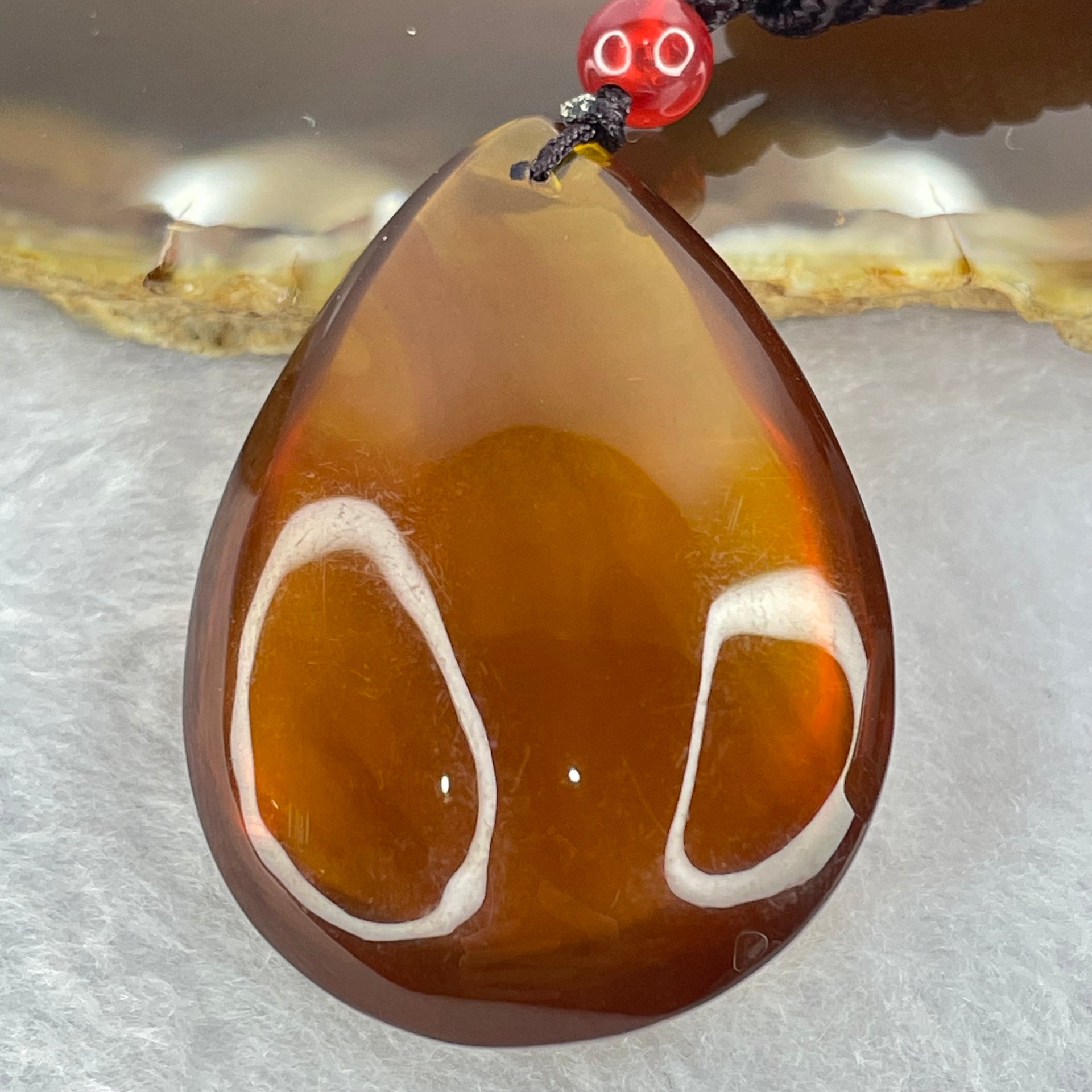 Natural Cognac Amber Teardrop Shaped Pendent 11.85g 42.1 by 29.5 by 16.5mm - Huangs Jadeite and Jewelry Pte Ltd