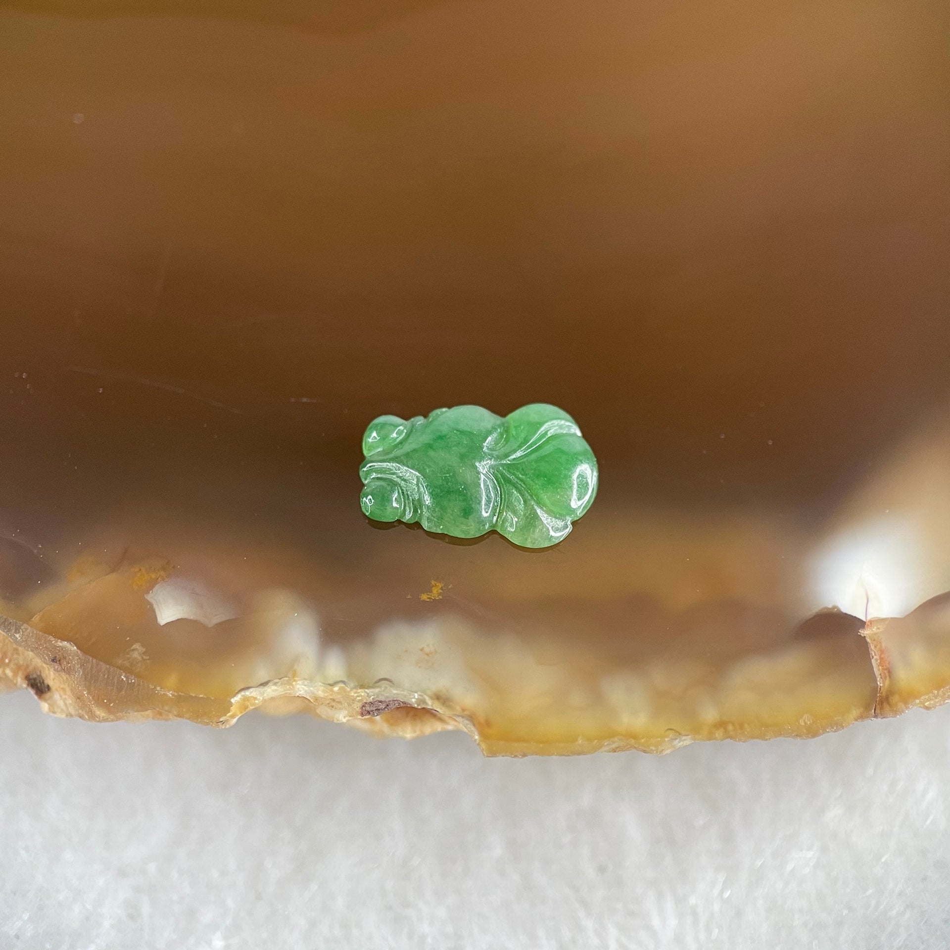 Type A Old Mine Full Green Jadeite Goldfish Charm Stone For Setting 0.20g 9.4 by 6.1 by 1.8mm - Huangs Jadeite and Jewelry Pte Ltd