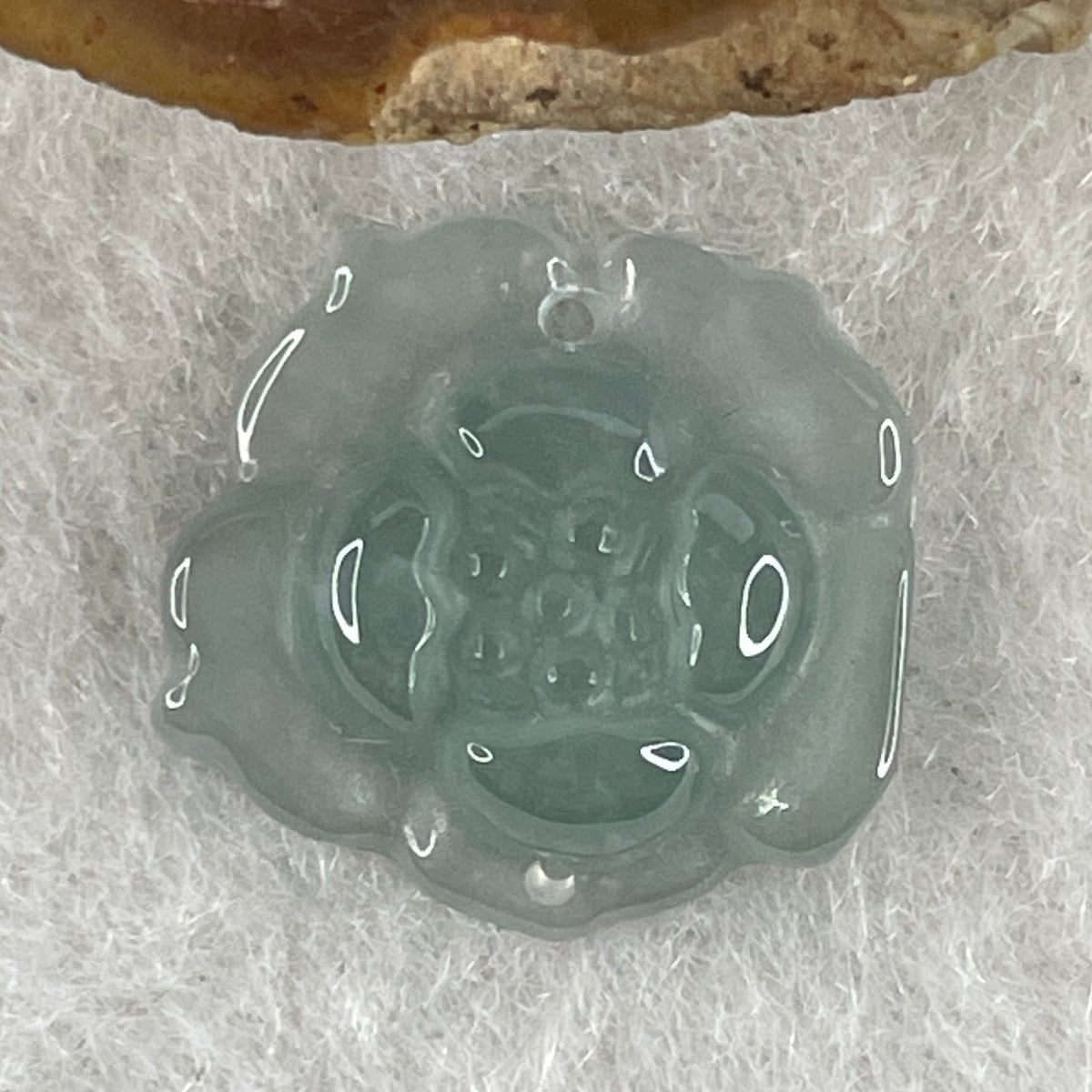 Natural Type A Greyish Green Jadeite Lotus Flower Pendant | Bloom Purity, Grounding & Serenity Talisman (1.20g | 14.8 x 13.7 x 4.1mm) - Huangs Jadeite and Jewelry Pte Ltd