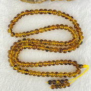 Natural Golden Flower Amber Beads Necklace 天然金珀项链 15.83g 56cm 6.9mm 107 Beads - Huangs Jadeite and Jewelry Pte Ltd