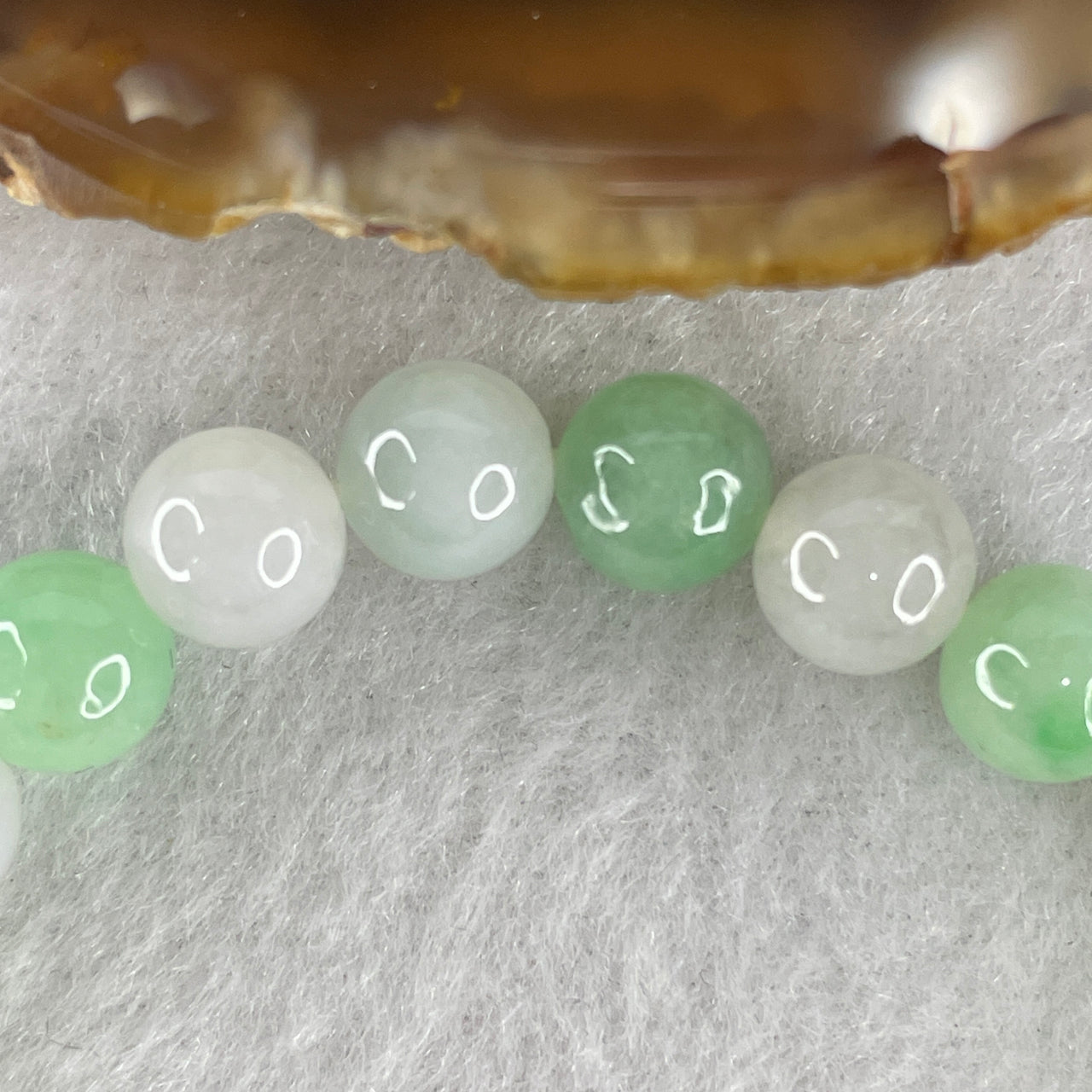 Natural Type A Jadeite Beads Bracelet | Light Lavender & Light Green Bi-Color Jade (20.04g, 16cm, 7.7mm, 25 Beads)