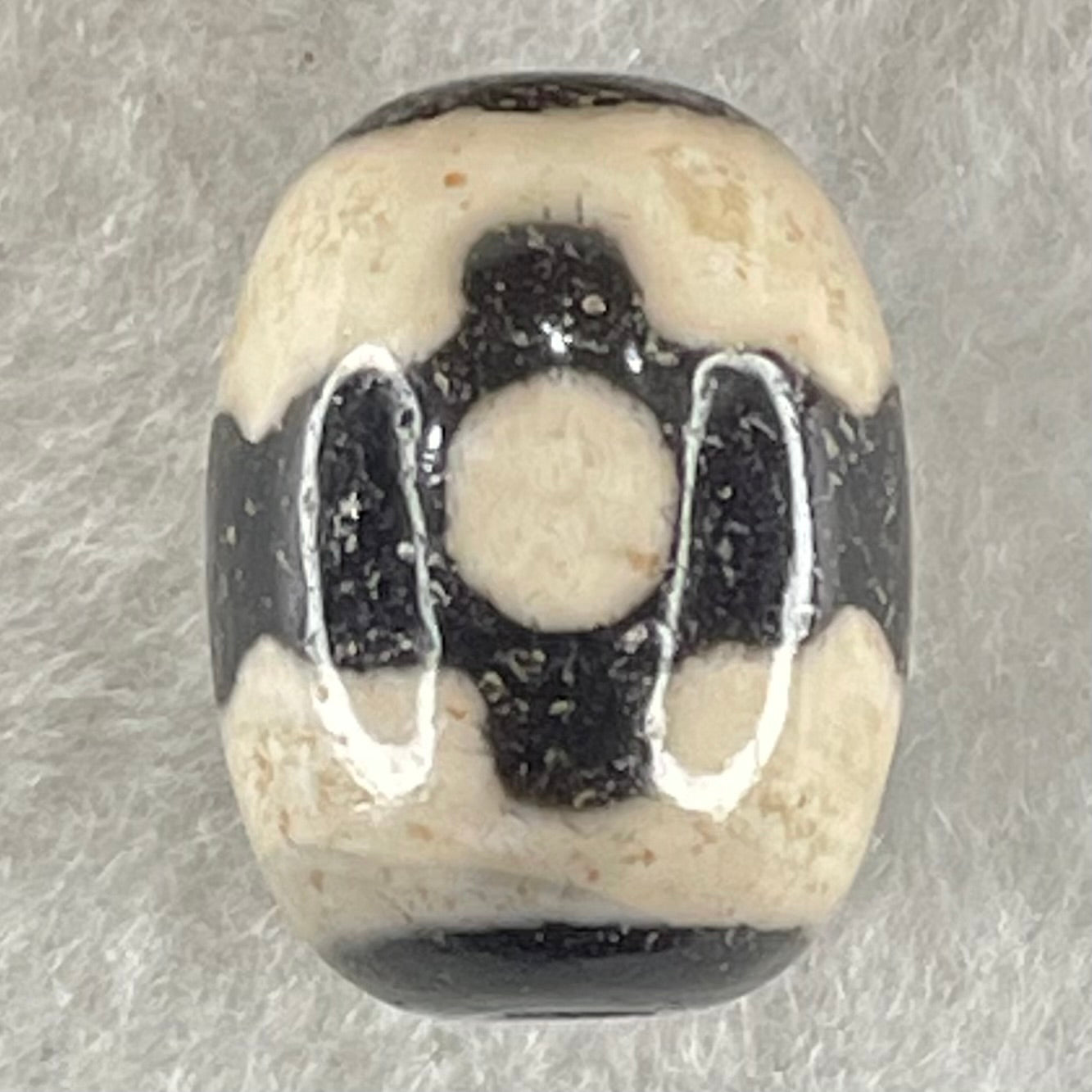 Natural Powerful Tibetan Old Oily Dark Brown With White Agate 3 Eyes Dzi Bead Heavenly Master (Tian Zhu) 三眼天诛 4.52g 17.5 by 13.1mm - Huangs Jadeite and Jewelry Pte Ltd