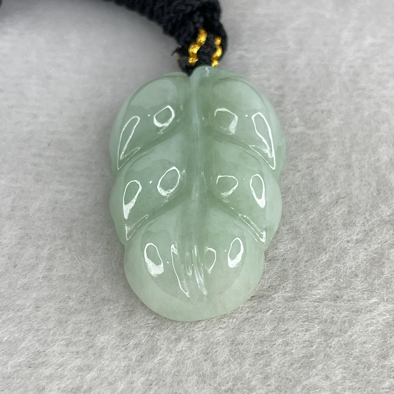 Natural Type A Jadeite Leaf Pendant | 33.1x19.7x6.5mm Translucent Light Green | "Jin Zhi Yu Ye" Success & Career Growth Statement Heirloom (8.98g)