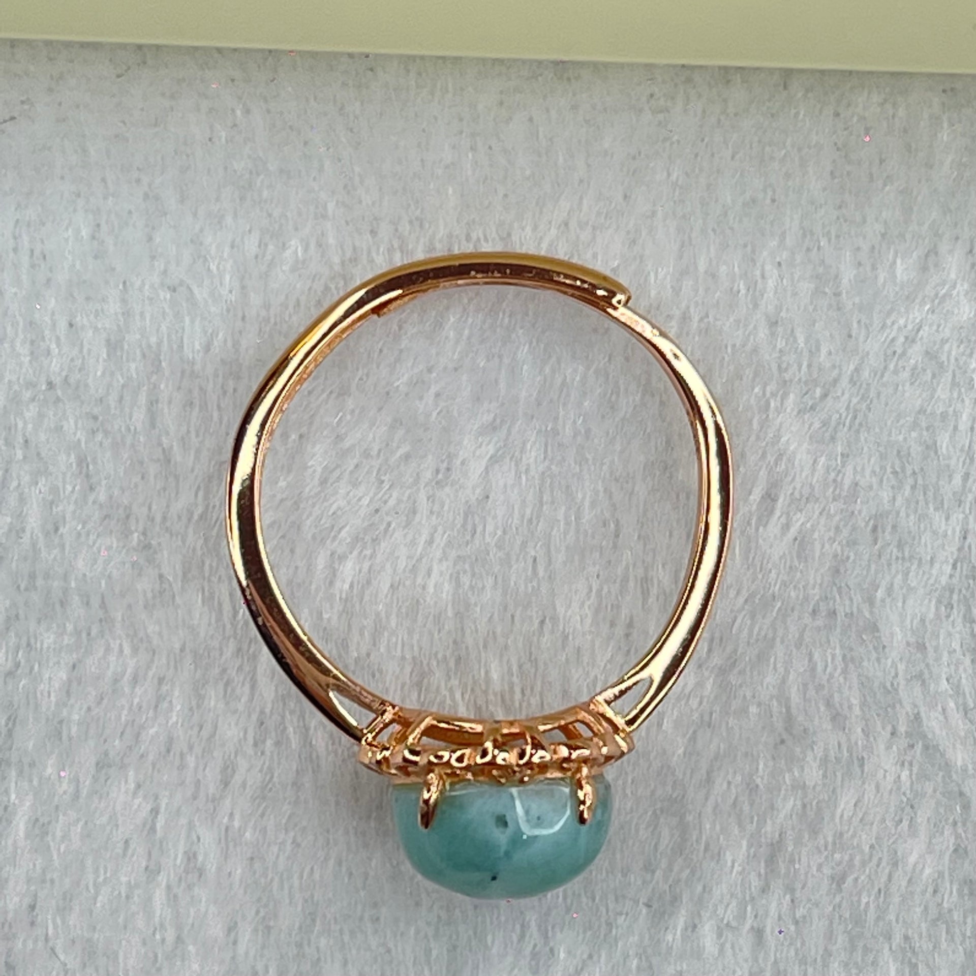 Natural Larimar in S925 Silver Rose Gold Color Ring (Adjustable Size) 1.93g 9.0 by 5.5mm - Huangs Jadeite and Jewelry Pte Ltd