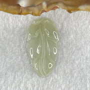Type A Semi Icy Light Blueish Green Jadeite Leaf Pendant 2.06g 26.7 by 15.0 by 3.5mm - Huangs Jadeite and Jewelry Pte Ltd