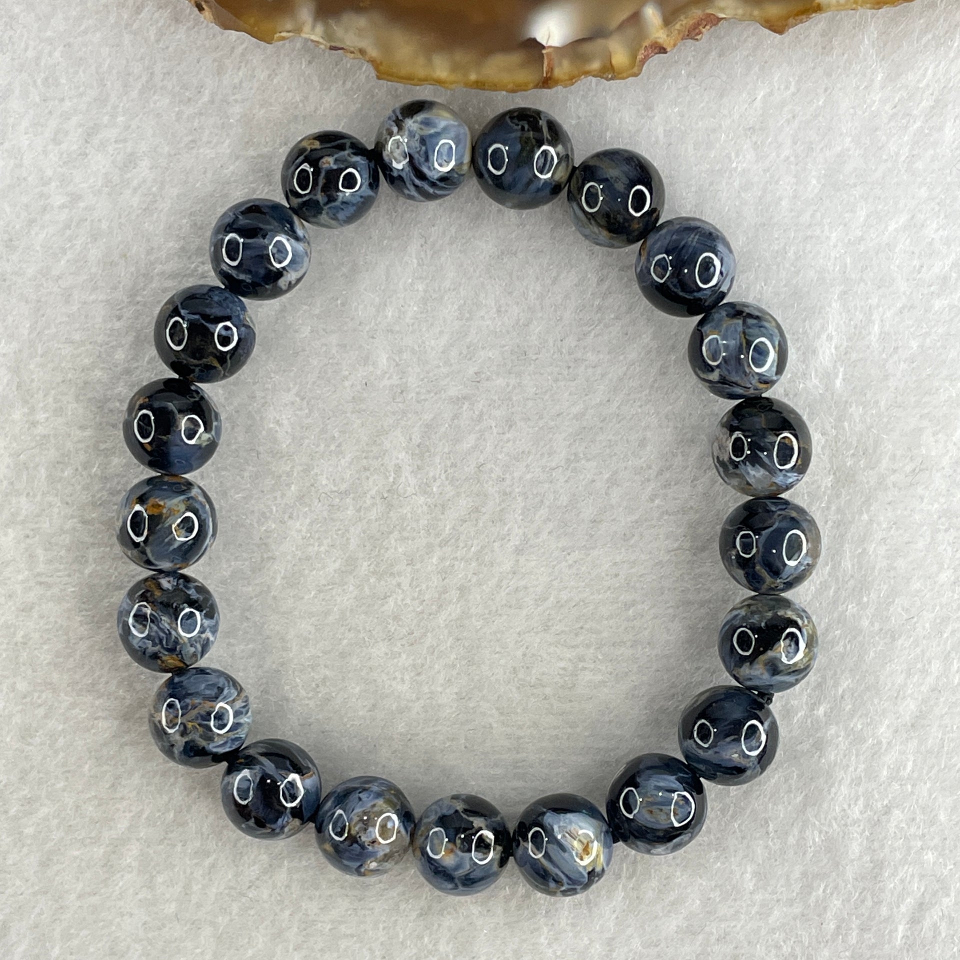 Certified Very Good Grade Natural Blue Pietersite Beads Bracelet 20.799g 15.5cm 9.3mm 21Beads - Huangs Jadeite and Jewelry Pte Ltd