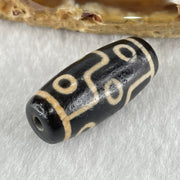 Natural Powerful Tibetan Old Oily Dark Brown with Yellowish White Agate 9 Eyes Dzi Bead Heavenly Master (Tian Zhu) 九眼天诛 7.02g 28.1 by 12.6mm - Huangs Jadeite and Jewelry Pte Ltd