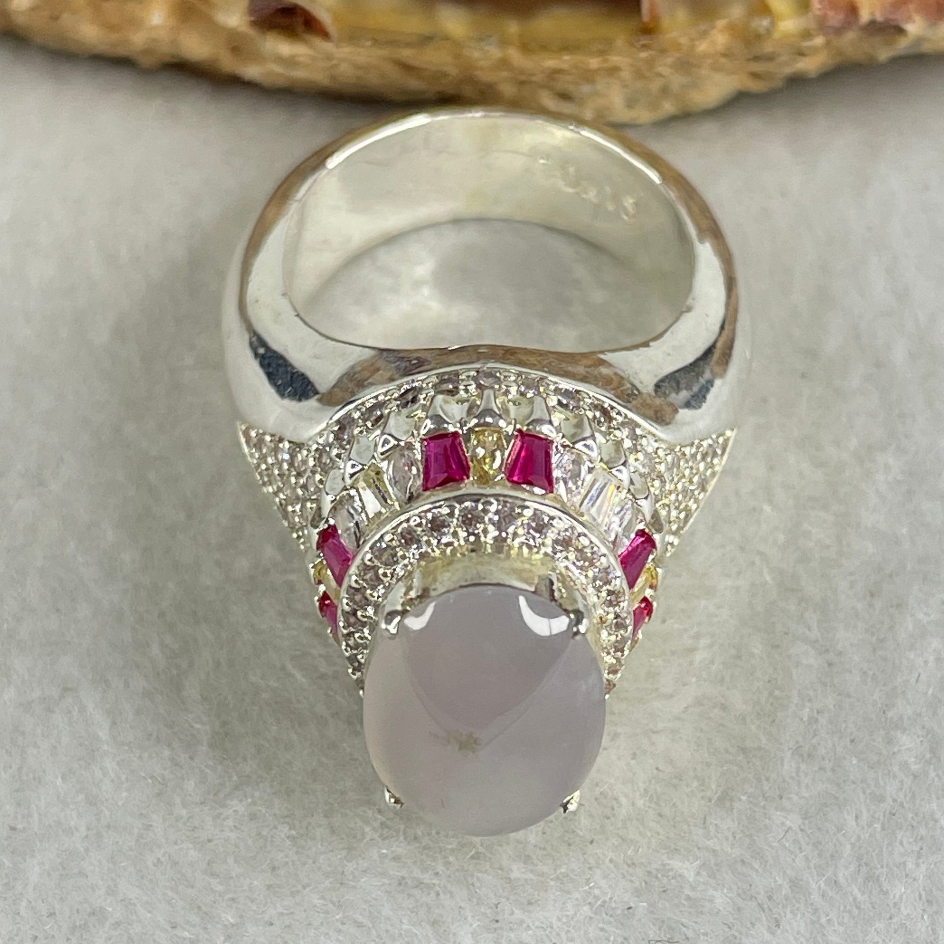 Type A Colourless to White Jadeite Cabochon in Mold Ring 18.08g 14.0 by 9.8 by 4.5mm US9 HK20 - Huangs Jadeite and Jewelry Pte Ltd