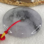 Type A Lavender with Wuji Grey Patches Jadeite Ping An Kou Donut Pendant Necklace 66.60g 52.1 by 9.7mm - Huangs Jadeite and Jewelry Pte Ltd