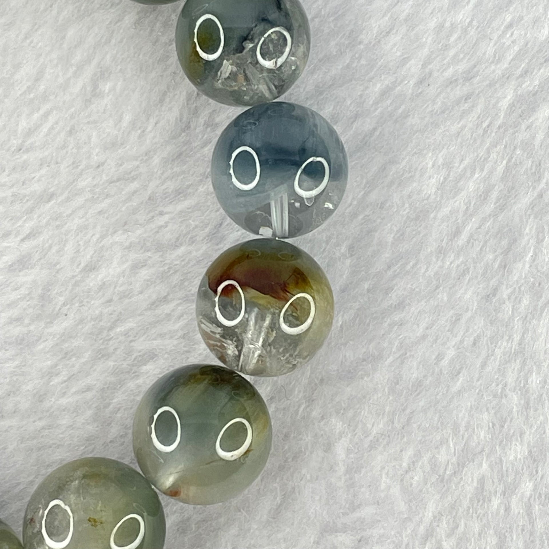 Natural Blue Rutilated Quartz Bracelet 天然蓝兔毛手链 56.65g 19cm 13.8mm 16 Beads - Huangs Jadeite and Jewelry Pte Ltd