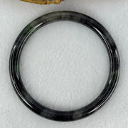 Type A Wuji Black Grey with Green Patch Jadeite Bangle Internal Diameter 55.5mm 40.98g 6.4 by 6.5mm (Internal Lines) - Huangs Jadeite and Jewelry Pte Ltd