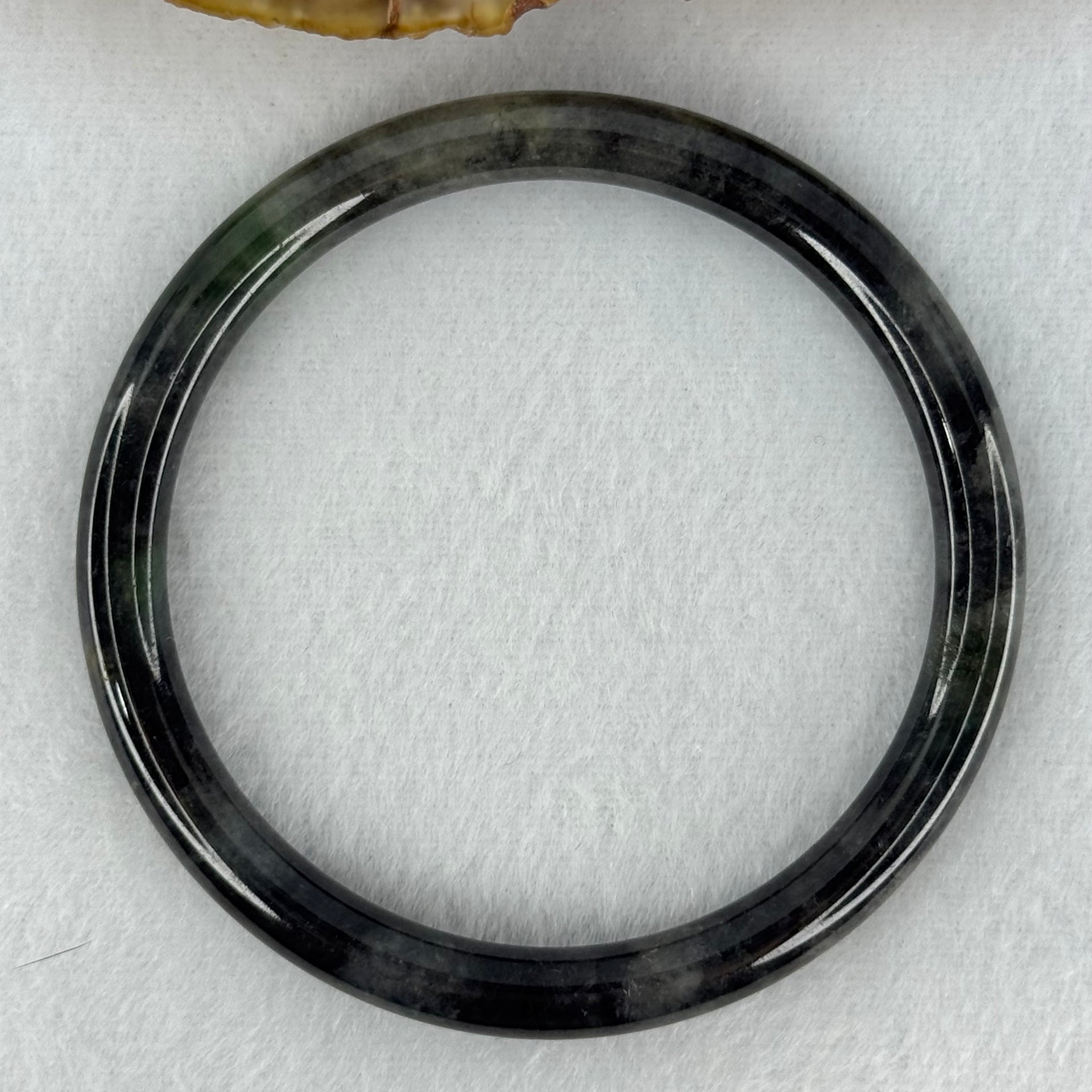 Type A Wuji Black Grey with Green Patch Jadeite Bangle Internal Diameter 55.5mm 40.98g 6.4 by 6.5mm (Internal Lines) - Huangs Jadeite and Jewelry Pte Ltd