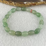 Type A Semi Icy Light Blueish Green Jadeite Beads Bracelet 19.02g 16cm 7.6 by 9.7mm 19 Beads - Huangs Jadeite and Jewelry Pte Ltd