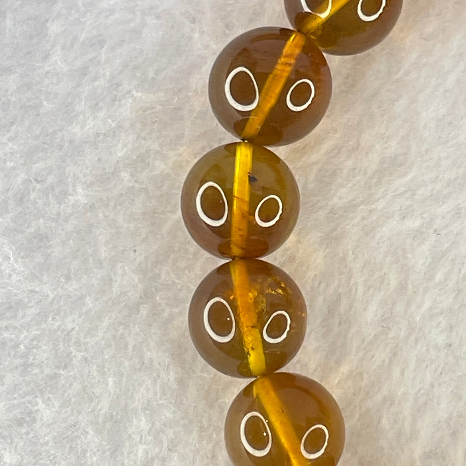 Natural Yellow Purple Amber Beads Bracelet 天然巨峰紫葡萄琥珀手链 13.74g 17cm 11.7mm 18 Beads - Huangs Jadeite and Jewelry Pte Ltd