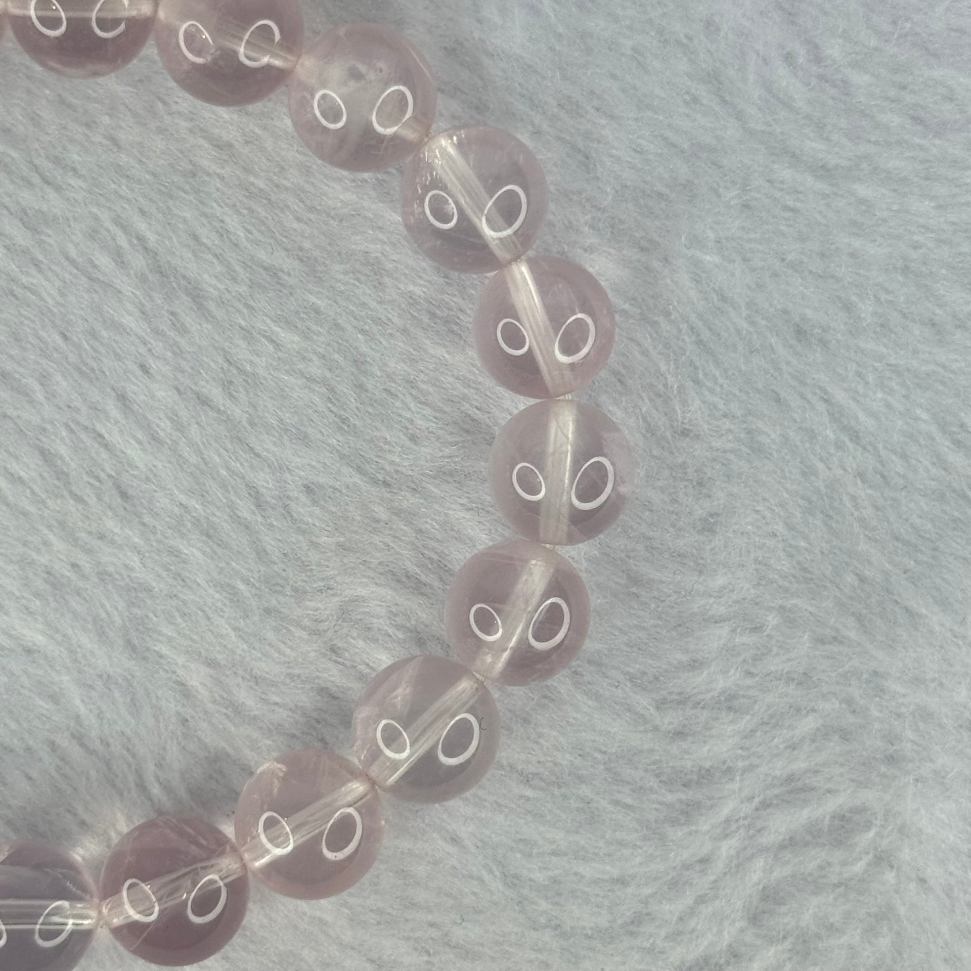 Natural Rose Quartz Beads Bracelet 天然玫瑰石英珠手链 26.62g 17.5cm 9.9mm 21 Beads - Huangs Jadeite and Jewelry Pte Ltd