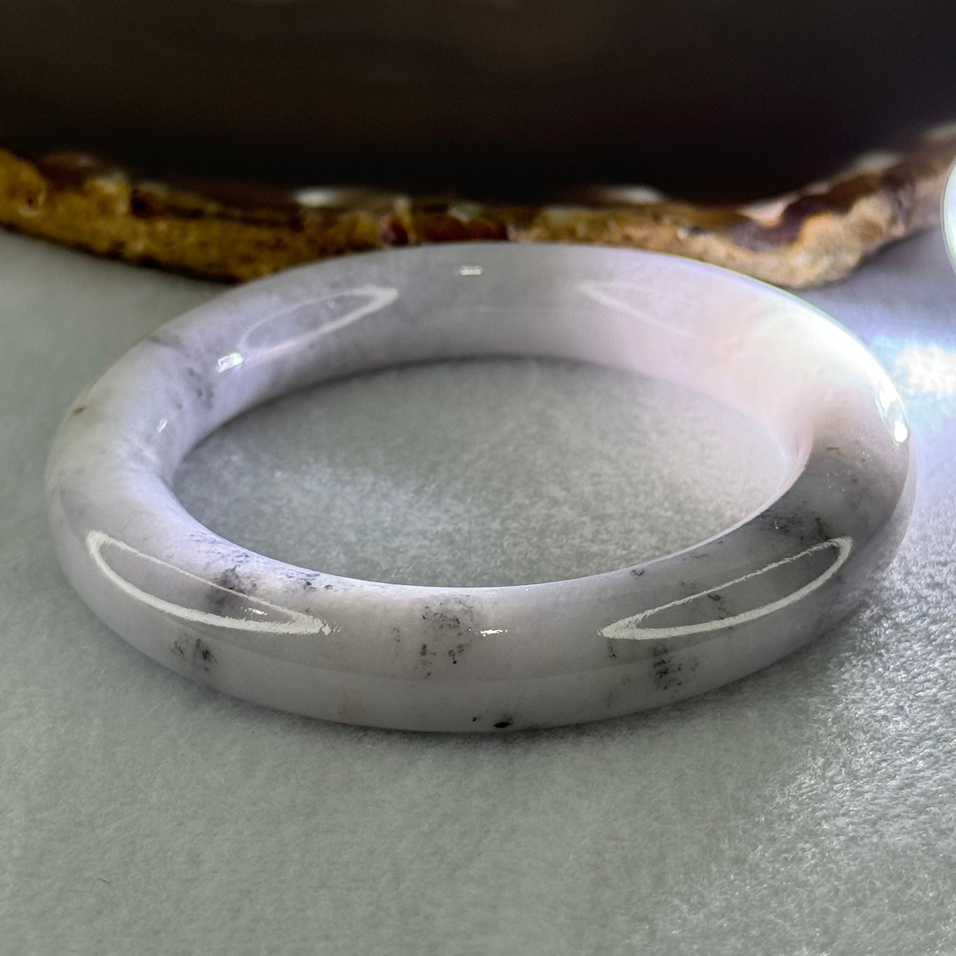 Type A Faint Lavender with Wuji Grey Jadeite Bangle Internal Diameter 54.6mm 69.56g 11.6 by 11.3mm (Very Slight Internal Line) - Huangs Jadeite and Jewelry Pte Ltd