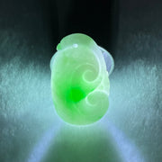 Type A Faint Green Lavender with Spicy Green Patches Jadeite Ruyi Pendant 5.86g 29.2 by 17.4 by 6.5mm - Huangs Jadeite and Jewelry Pte Ltd