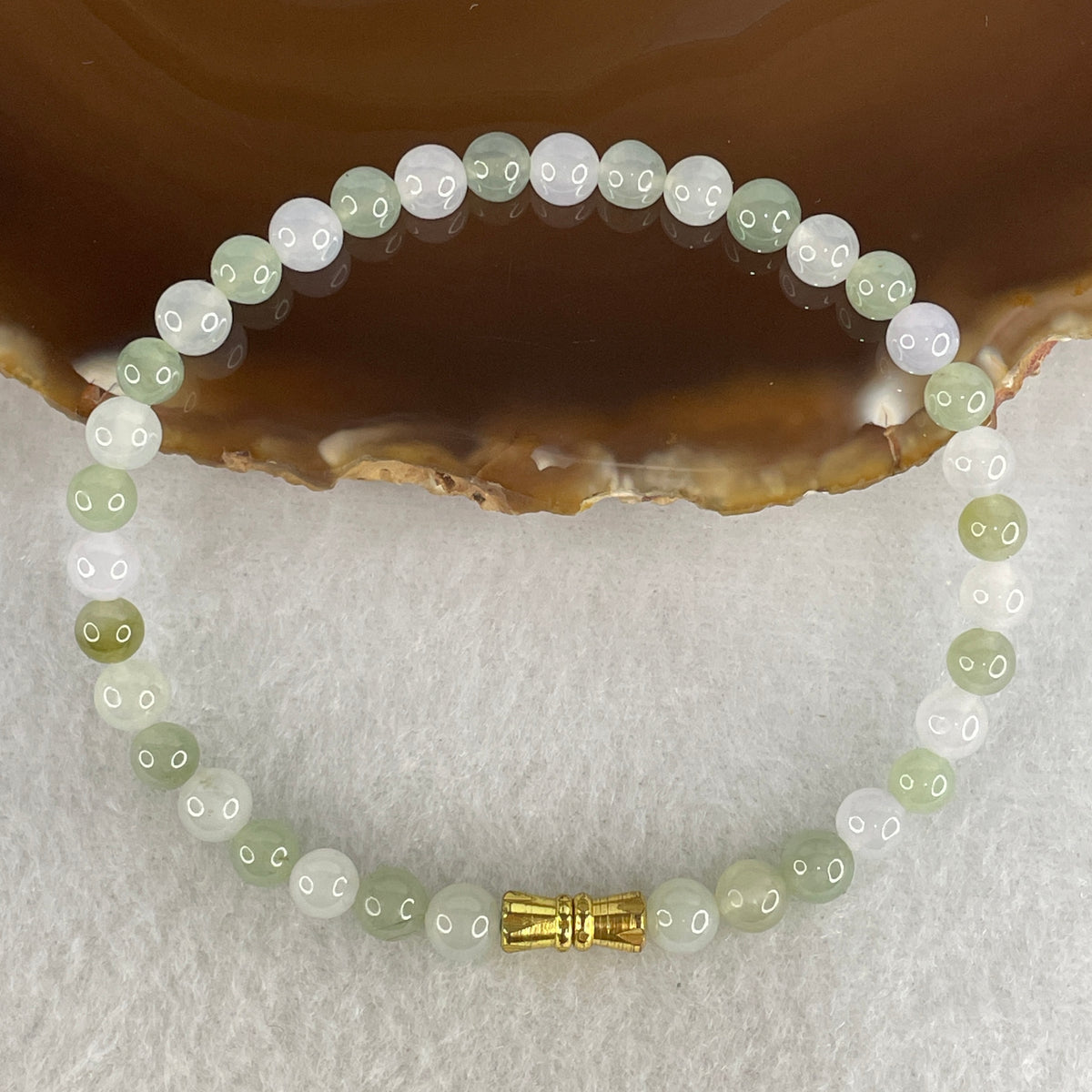 Natural Type A Jelly Light Green & Lavender Jadeite Beads Bracelet | (10.54g | 18cm | 5.4mm | 36 Beads | Heart, Crown & Third Eye Chakra Harmony, Noble Benefactor Magnet & Feng Shui Prosperity Talisman)