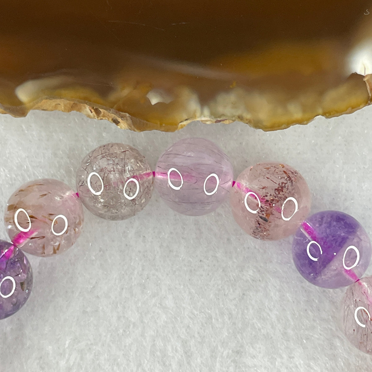 Certified Above-Average Grade Natural Super 7 Crystal Beads Bracelet | Substantial 10.4mm Heavy Statement Strand | Authentic Sacred Seven Multi-Mineral Inclusions Quartz Spiritual Catalyst & Auric Shield Bracelet (29.78g | 17cm Length | 10.4mm | 20 Beads)