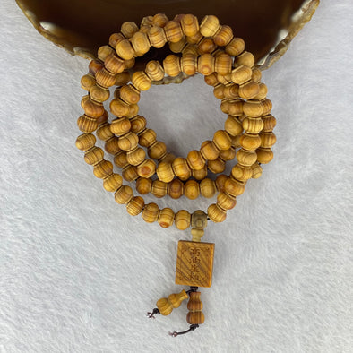 Natural High Oil Content Yabai Wood 高油崖柏 Beads Necklace 31.13g 9.5 mm 109 Beads Pendant 19.7 By 16.3 by 6.1 mm - Huangs Jadeite and Jewelry Pte Ltd