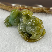 Grand Master Type A Yellow with Blueish Green Jadeite Pixiu Pendant 38.92g 50.7 by 24.3 by 24.7mm - Huangs Jadeite and Jewelry Pte Ltd