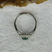 Type A Icy Blueish Green Jadeite with Crystals in Sliver Ring (Adjustable Size) 1.61g 6.9 by 2.5mm - Huangs Jadeite and Jewelry Pte Ltd