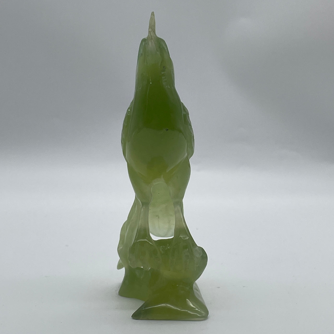 Natural Green Serpentine Javan Mynah Birds on Tree Display 226.4g 81.0 by 44.0 by 140.0mm