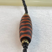 Natural Powerful Tibetan Old Oily Agate Triple Water Lines Dzi Bead Heavenly Master Necklace (Tian Zhu) 水纹天诛 21.36g 39.3 by 13.8mm - Huangs Jadeite and Jewelry Pte Ltd